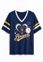 Women Milwaukee Brewers Baseball Graphic V-Neck T-Shirt