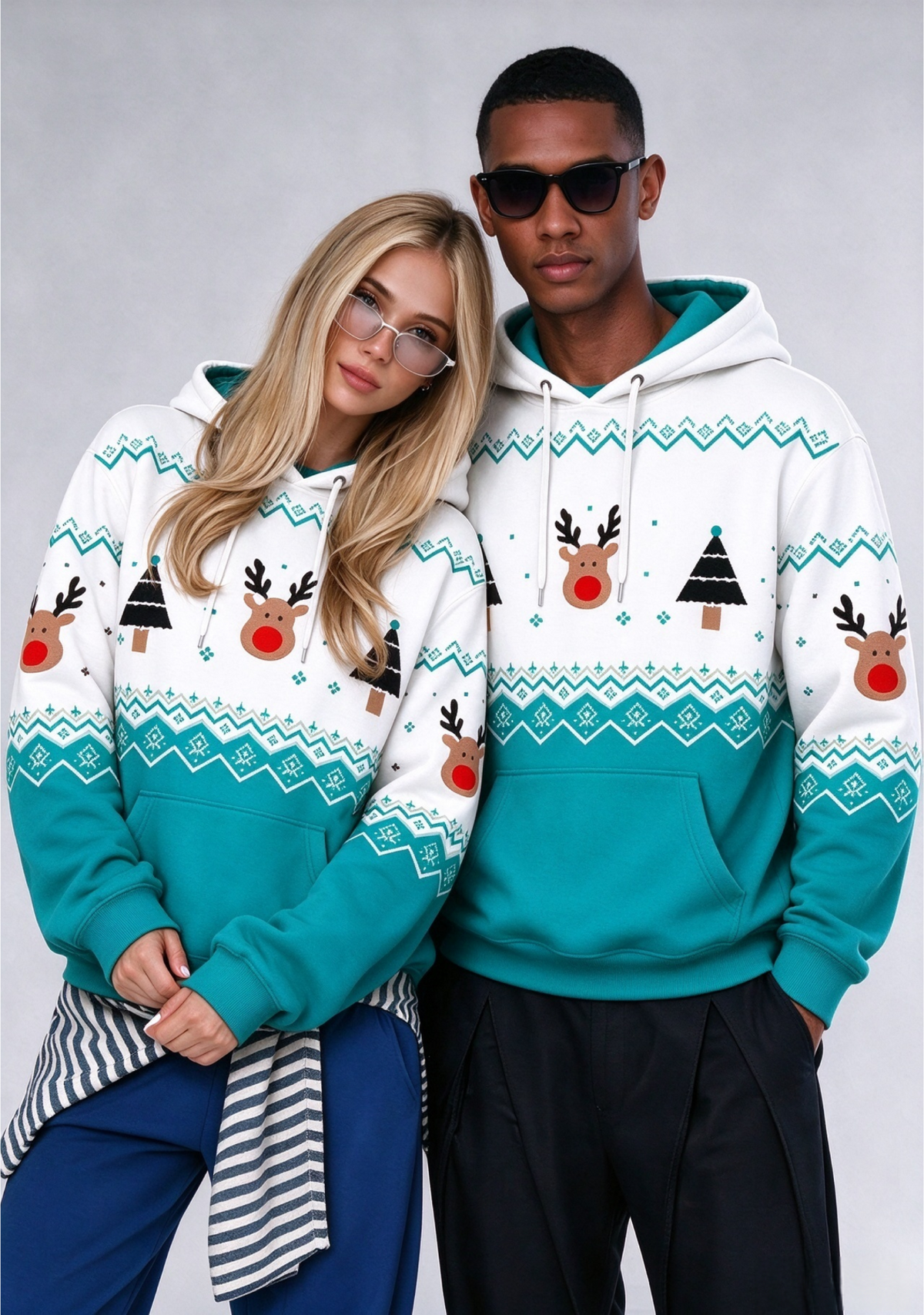 Miami Dolphins Christmas Fair Isle Print Couple Hoodie Main image