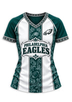 Women's Philadelphia Eagles Floral Baroque Striped V-Neck T-Shirt
