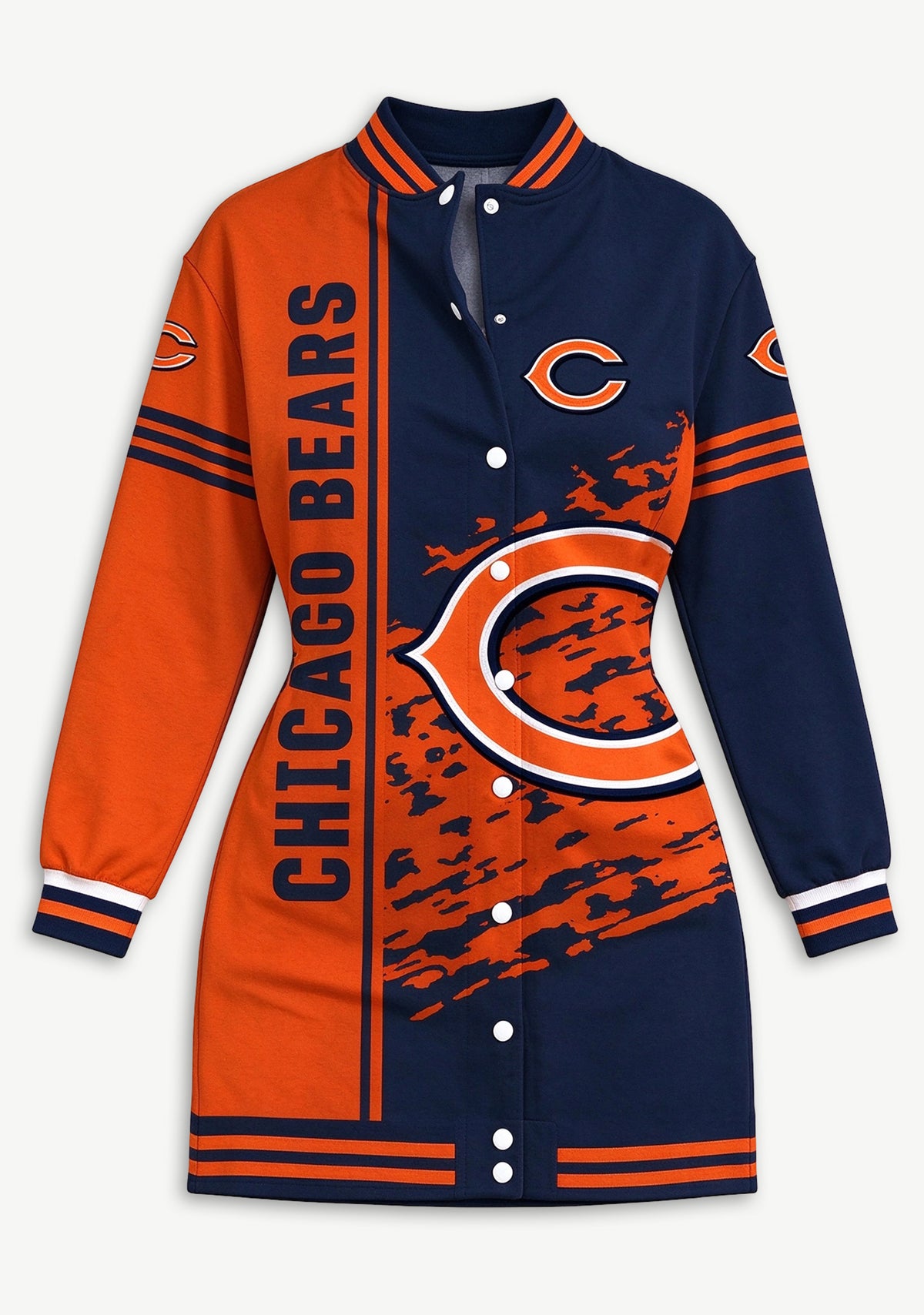 Women's Chicago Bears Color Block Button Down Jacket Dress