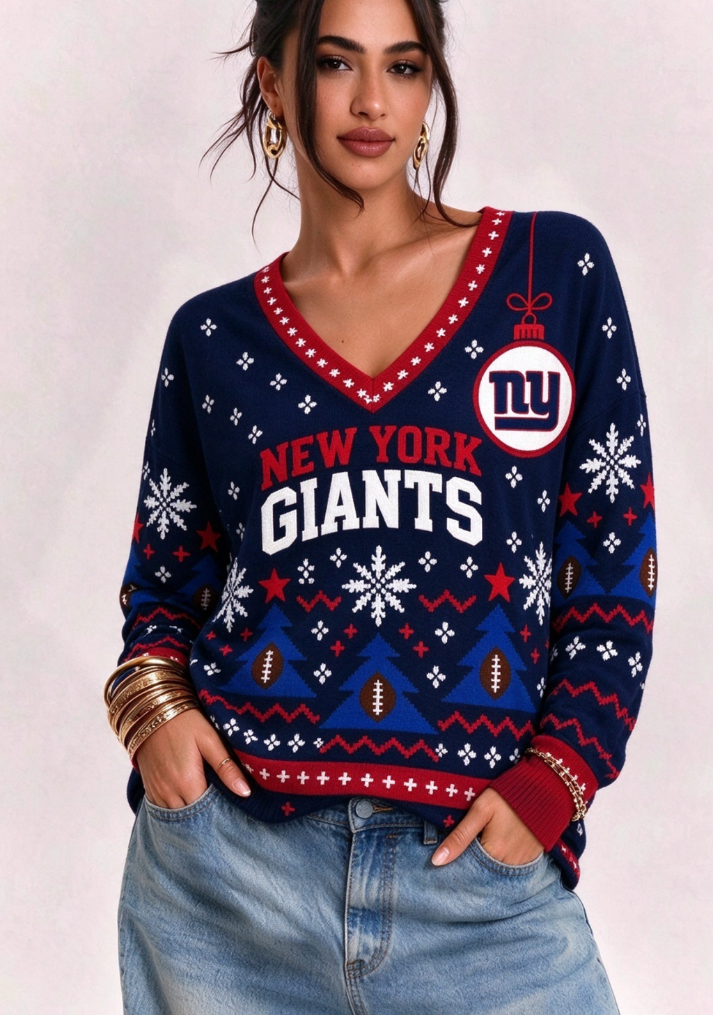 Women’s New York Giants Ugly NFL Christmas Sweatshirt