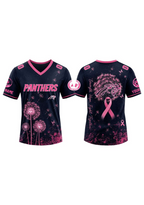 Carolina Panthers Breast Cancer Awareness Dandelion V-Neck T-Shirt
