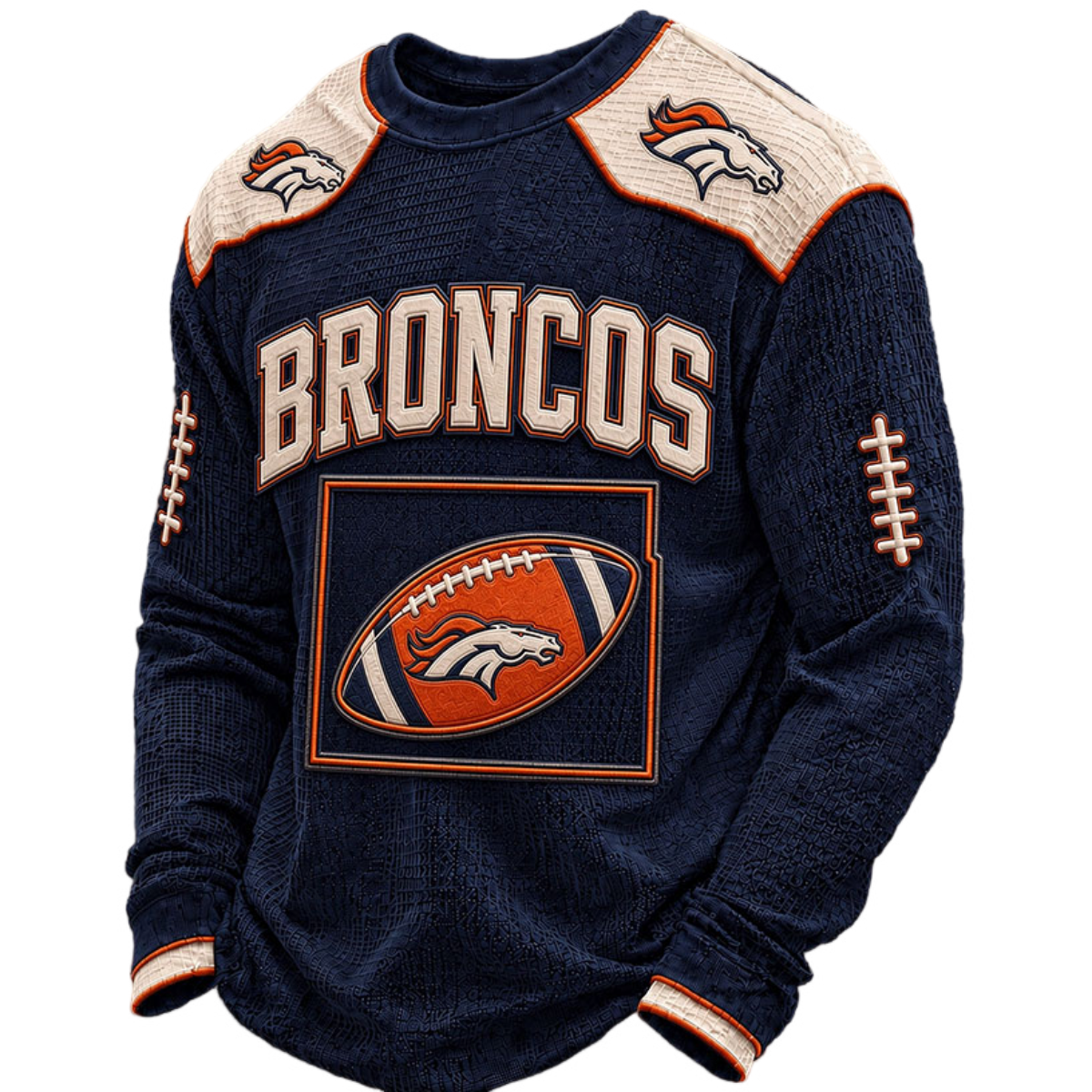 Denver Broncos Waffle Knit Long-Sleeve Sweatshirt Main image