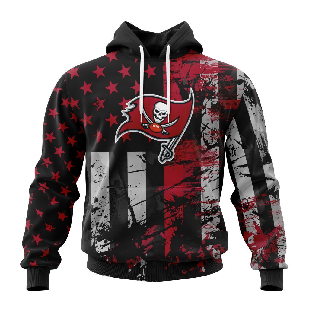 Tampa Bay Buccaneers Vintage American Flag Graphic Hoodie NFL Fan Sweatshirt Main image