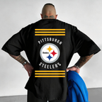 Pittsburgh Steelers Striped Circular Team Printed T-Shirt