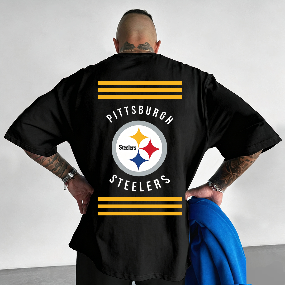Pittsburgh Steelers Striped Circular Team Printed T-Shirt
