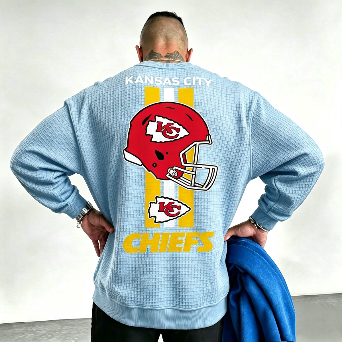 Kansas City Chiefs Helmet Waffle Knit Crewneck Sweatshirt Main image