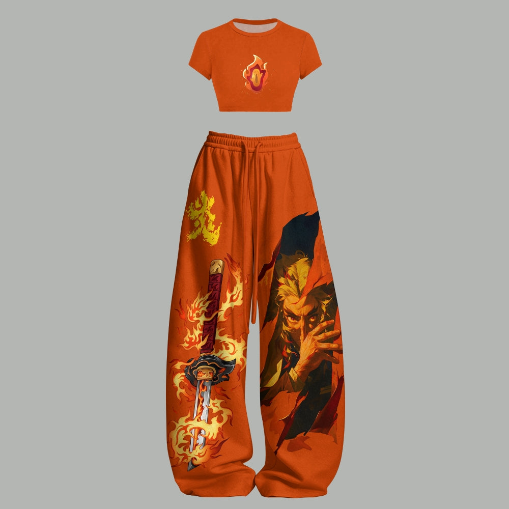 Demon Slayer T-Shirt  & Elasticated Trousers Two-Piece Set