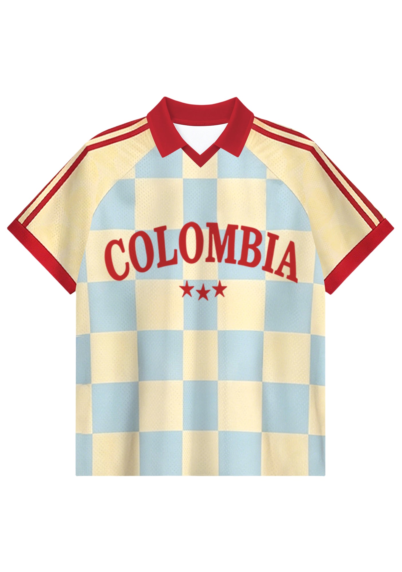 Colombia Checkerboard Collared Soccer Jersey