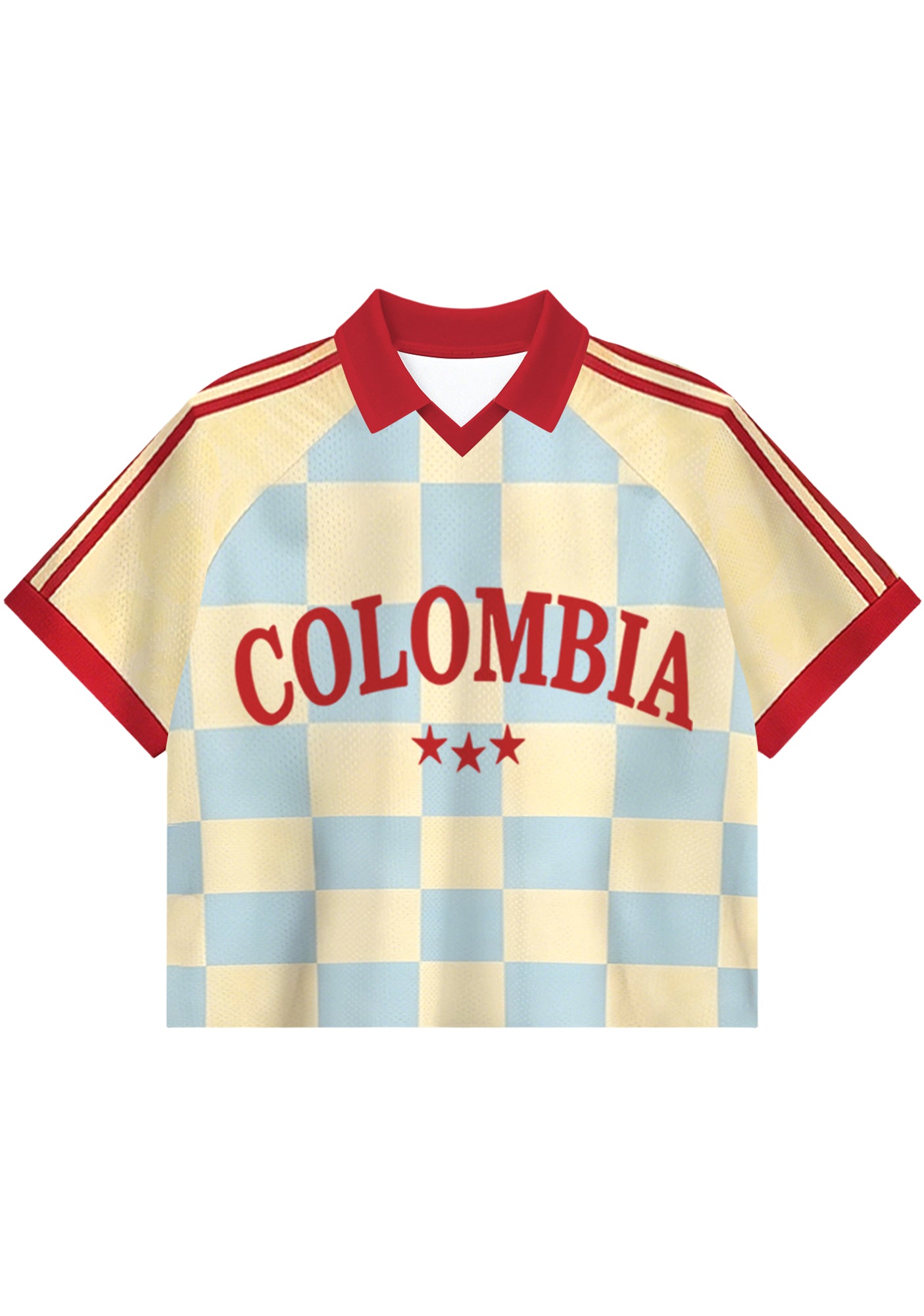 Colombia Checkerboard Crop Collared Soccer Jersey Secondary image