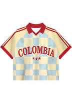 Colombia Checkerboard Crop Collared Soccer Jersey