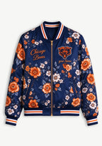 Women Chicago Bears Floral Print Zip Up Jacket Custom Name For Fan