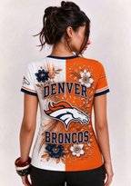 Women Denver Broncos Floral Henley T-Shirt