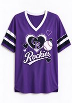 Women Colorado Rockies Baseball Graphic V-Neck T-Shirt