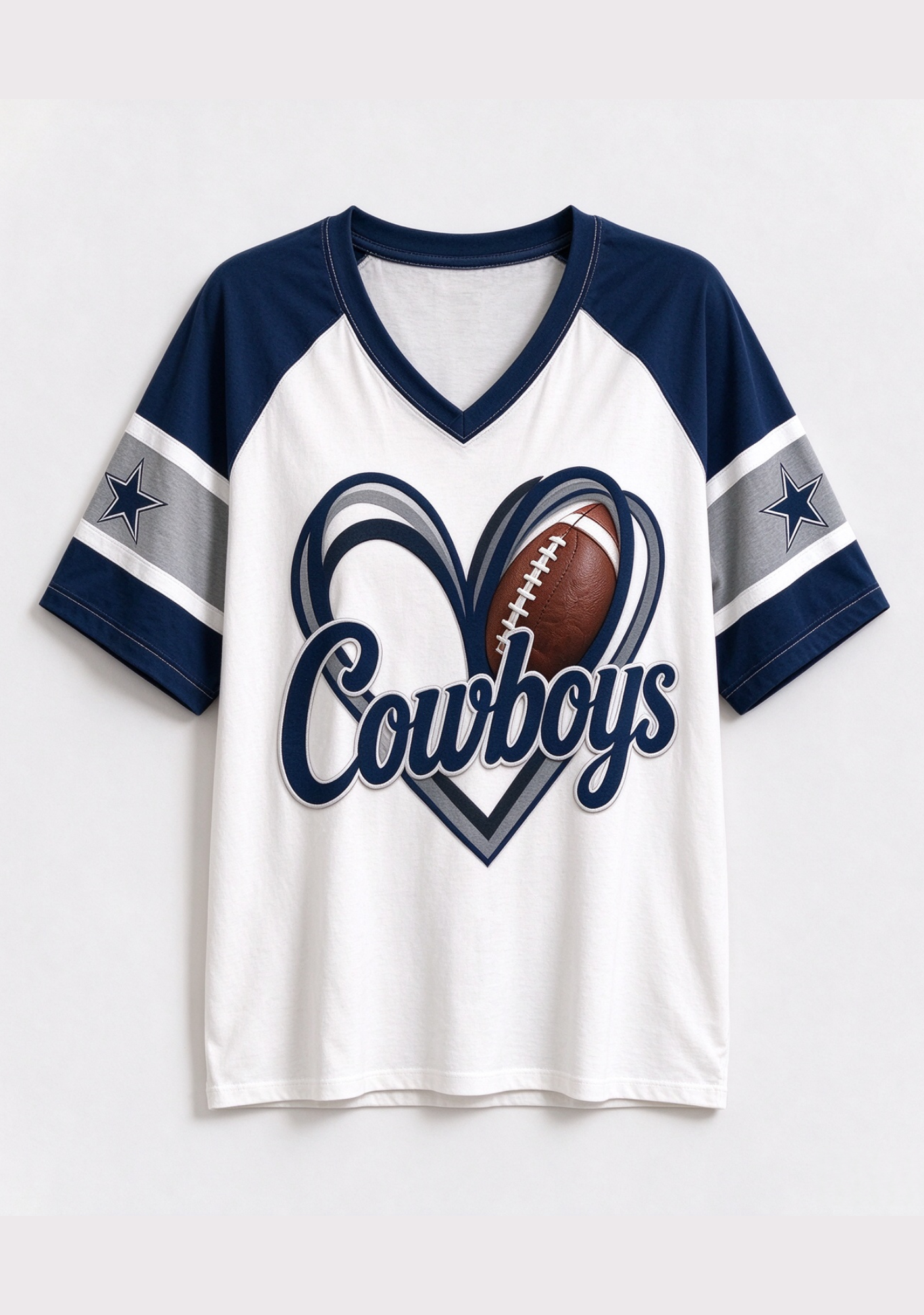 Women Dallas Cowboys Heart Graphic V-Neck Fan T-Shirt Secondary image