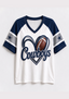 Women Dallas Cowboys Heart Graphic V-Neck Fan T-Shirt