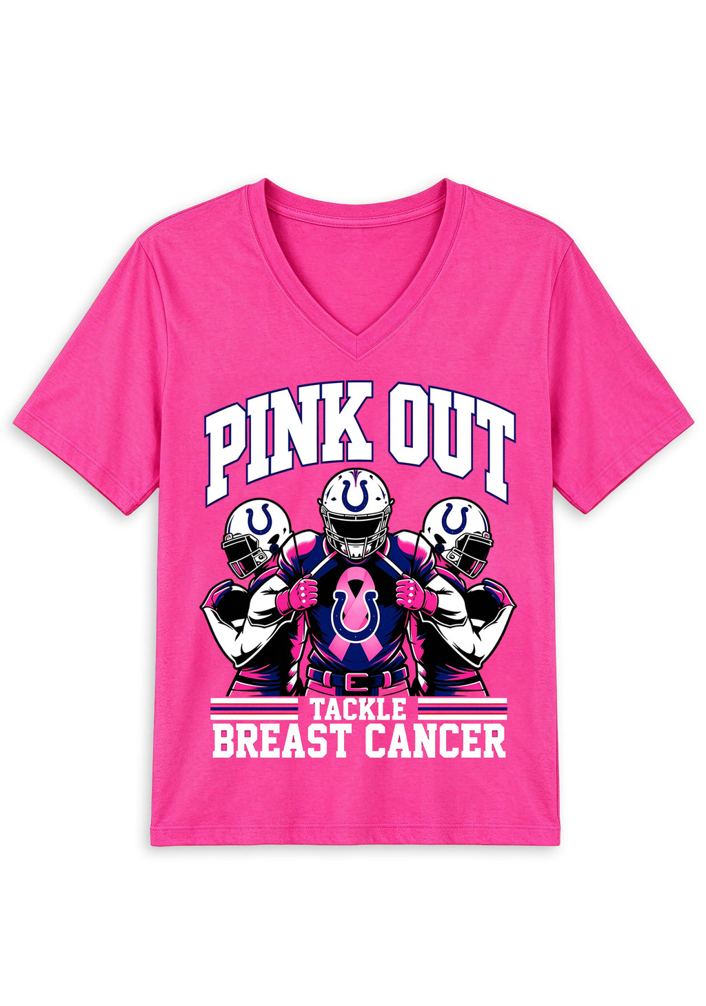 Indianapolis Colts Pink Out Tackle Breast Cancer Awareness V-Neck T-Shirt