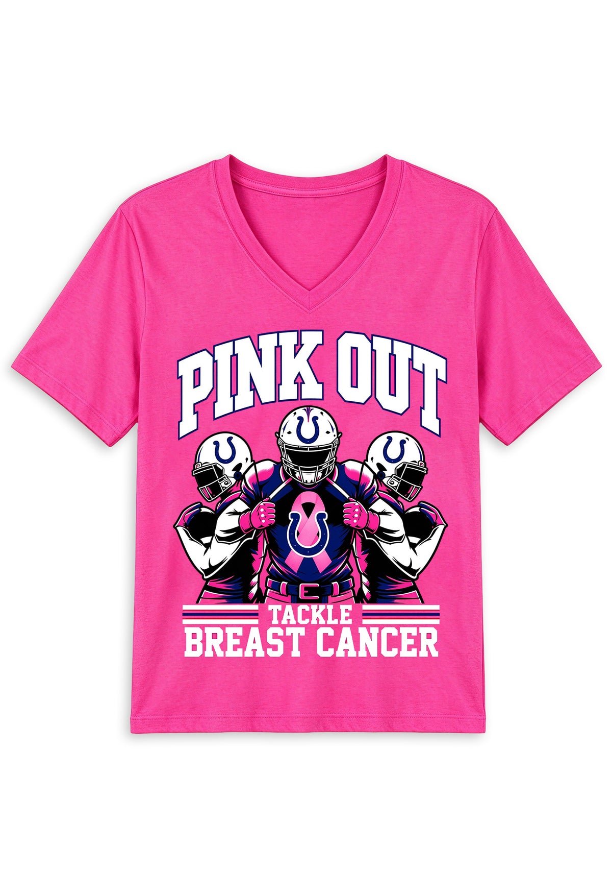 Indianapolis Colts Pink Out Tackle Breast Cancer Awareness V-Neck T-Shirt