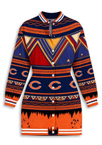 Women's Chicago Bears Aztec Geometric Print Button Down Jacket Dress