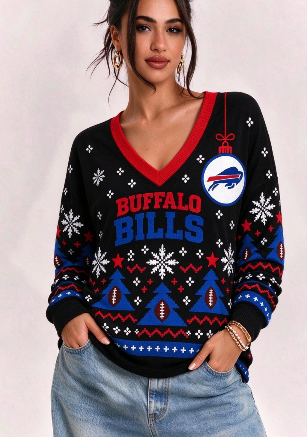 Women’s Buffalo Bills Ugly NFL Christmas Sweatshirt