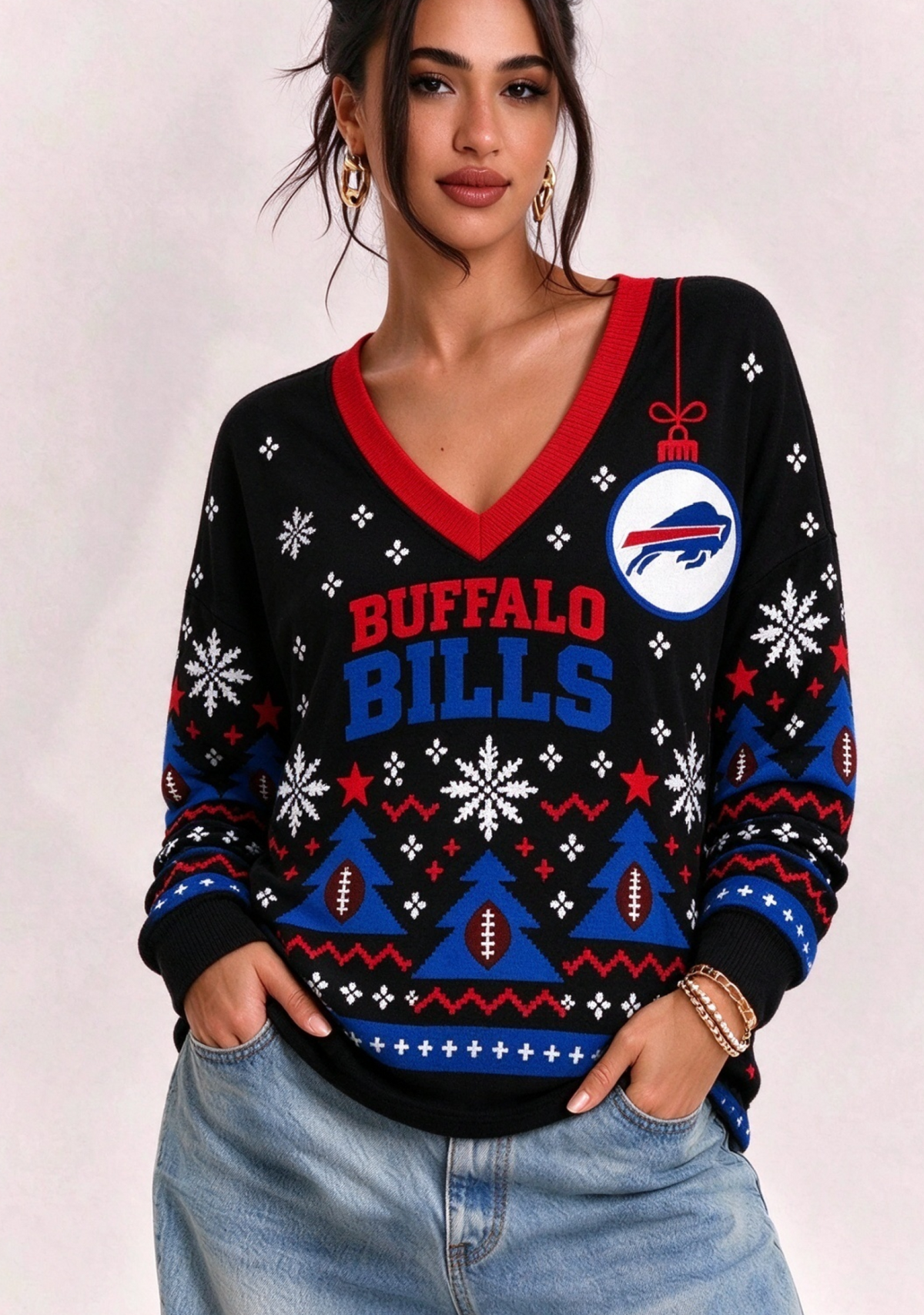 Women’s Buffalo Bills Ugly NFL Christmas Sweatshirt