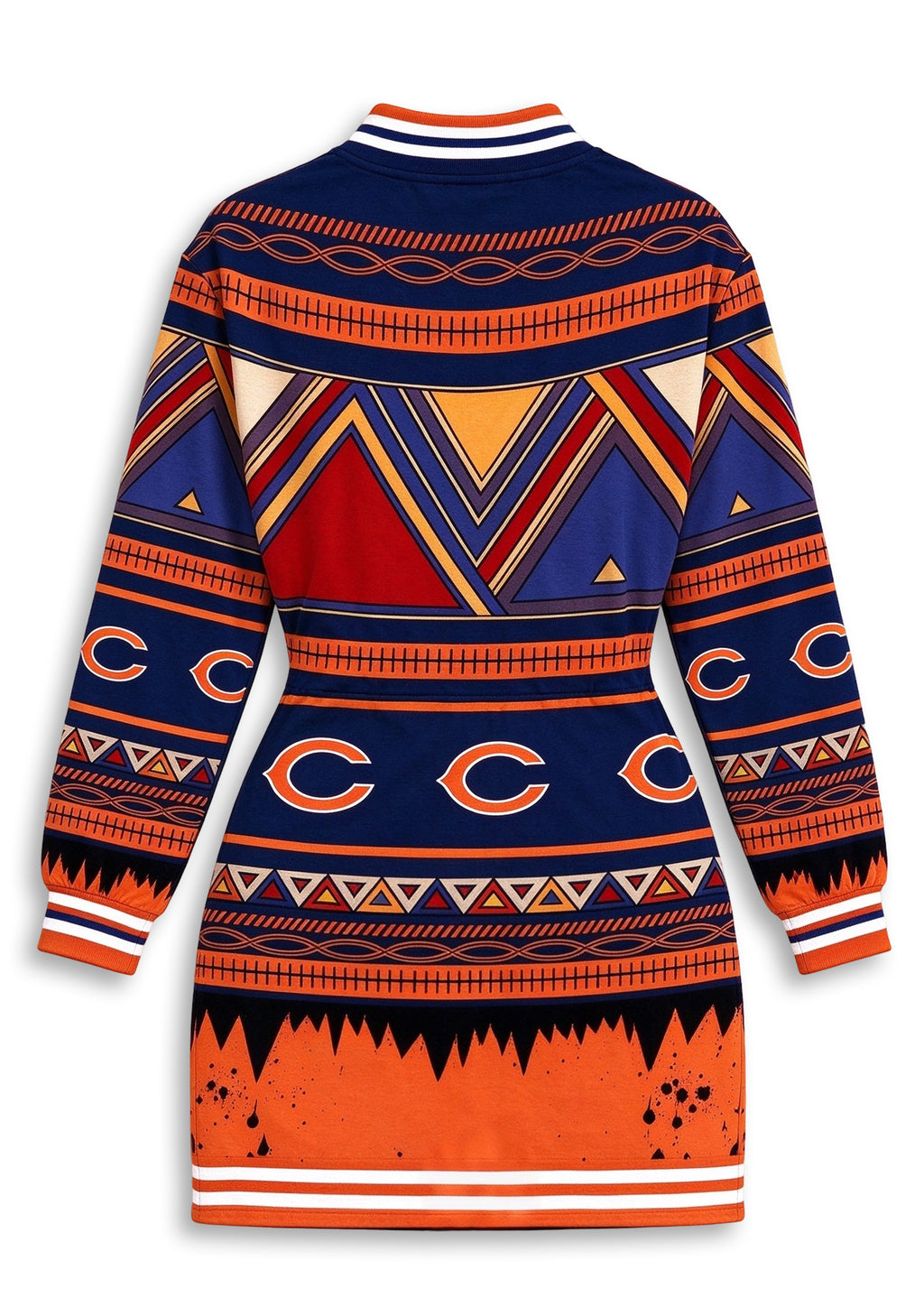 Women's Chicago Bears Aztec Geometric Print Button Down Jacket Dress