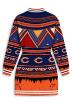 Women's Chicago Bears Aztec Geometric Print Button Down Jacket Dress
