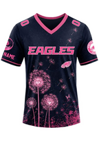 Philadelphia Eagles Breast Cancer Awareness Dandelion V-Neck T-Shirt