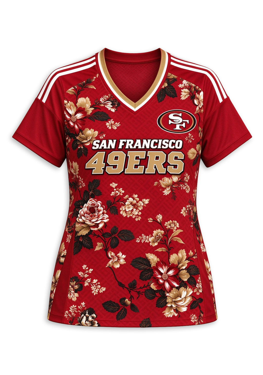 Women's San Francisco 49ers Floral V-Neck T-Shirt