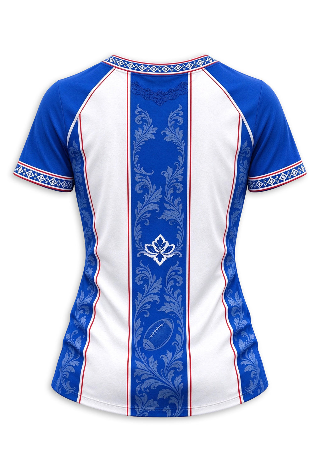 Women's Buffalo Bills Floral Baroque Striped V-Neck T-Shirt