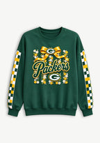Women's Green Bay Packers Floral Bow Crewneck Sweatshirt