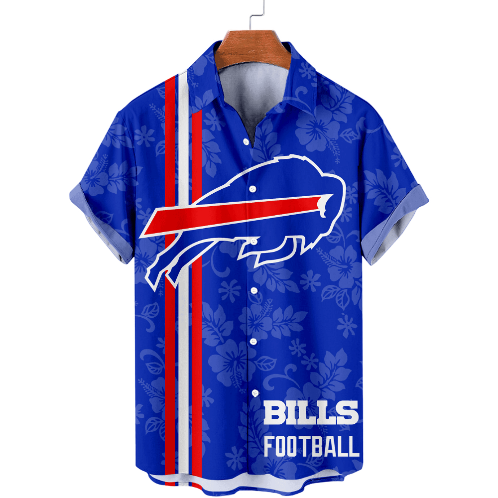 Tropical Buffalo Bills Floral Stripe Football Fan Hawaiian Shirt Main image