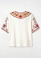 Boho Red Gold Floral San Francisco 49ers V-Neck Blouse