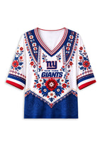 Women’s New York Giants Boho Floral V-Neck 3/4 Sleeve Shirt