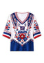 Women’s New York Giants Boho Floral V-Neck 3/4 Sleeve Shirt