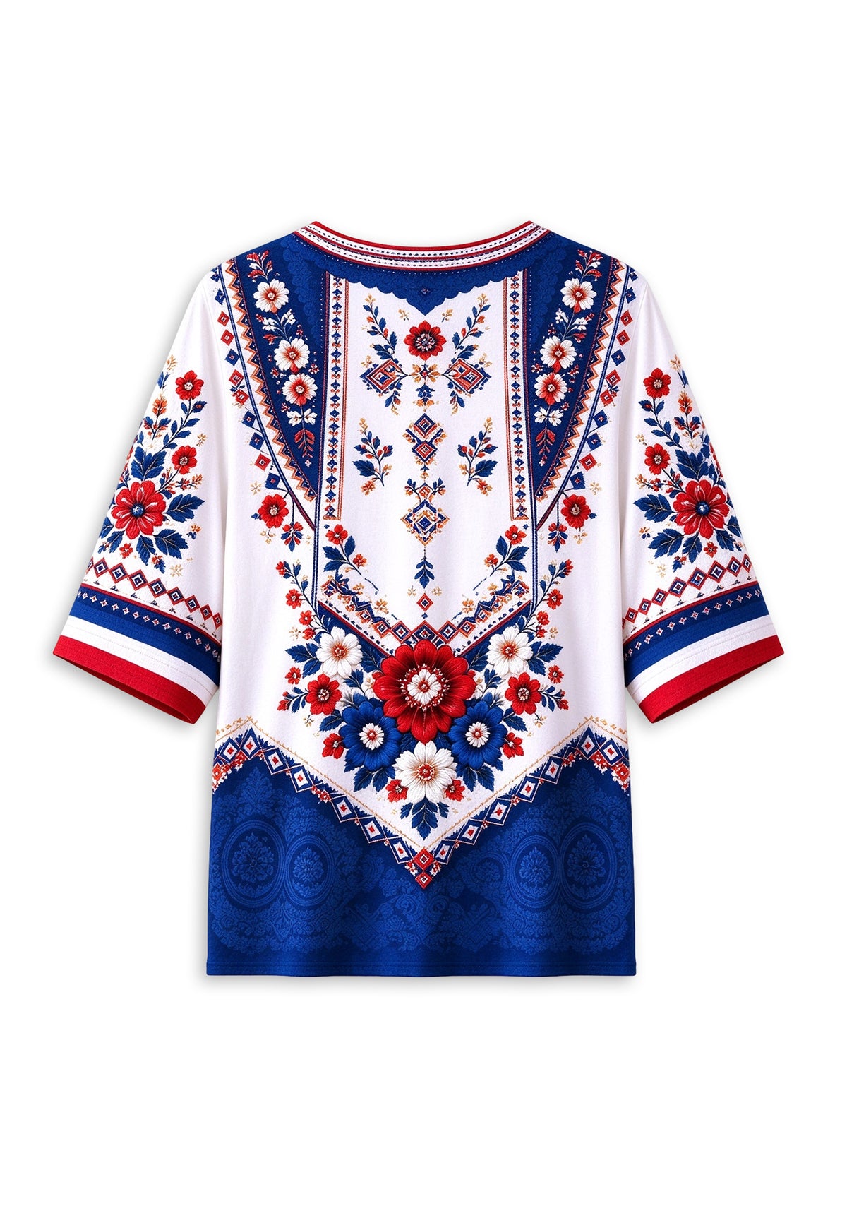 Women’s New York Giants Boho Floral V-Neck 3/4 Sleeve Shirt