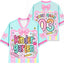 Personalized Grade And Name Coquette Bow Coloful Stripes Teacher Mesh Jersey
