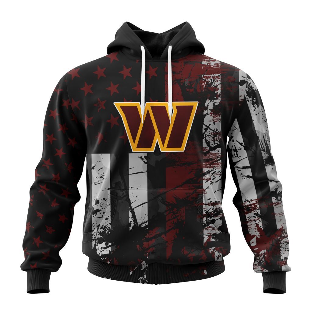 Washington Commanders Vintage American Flag Graphic Hoodie NFL Fan Sweatshirt