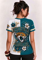 Women Jacksonville Jaguars Floral Henley T-Shirt