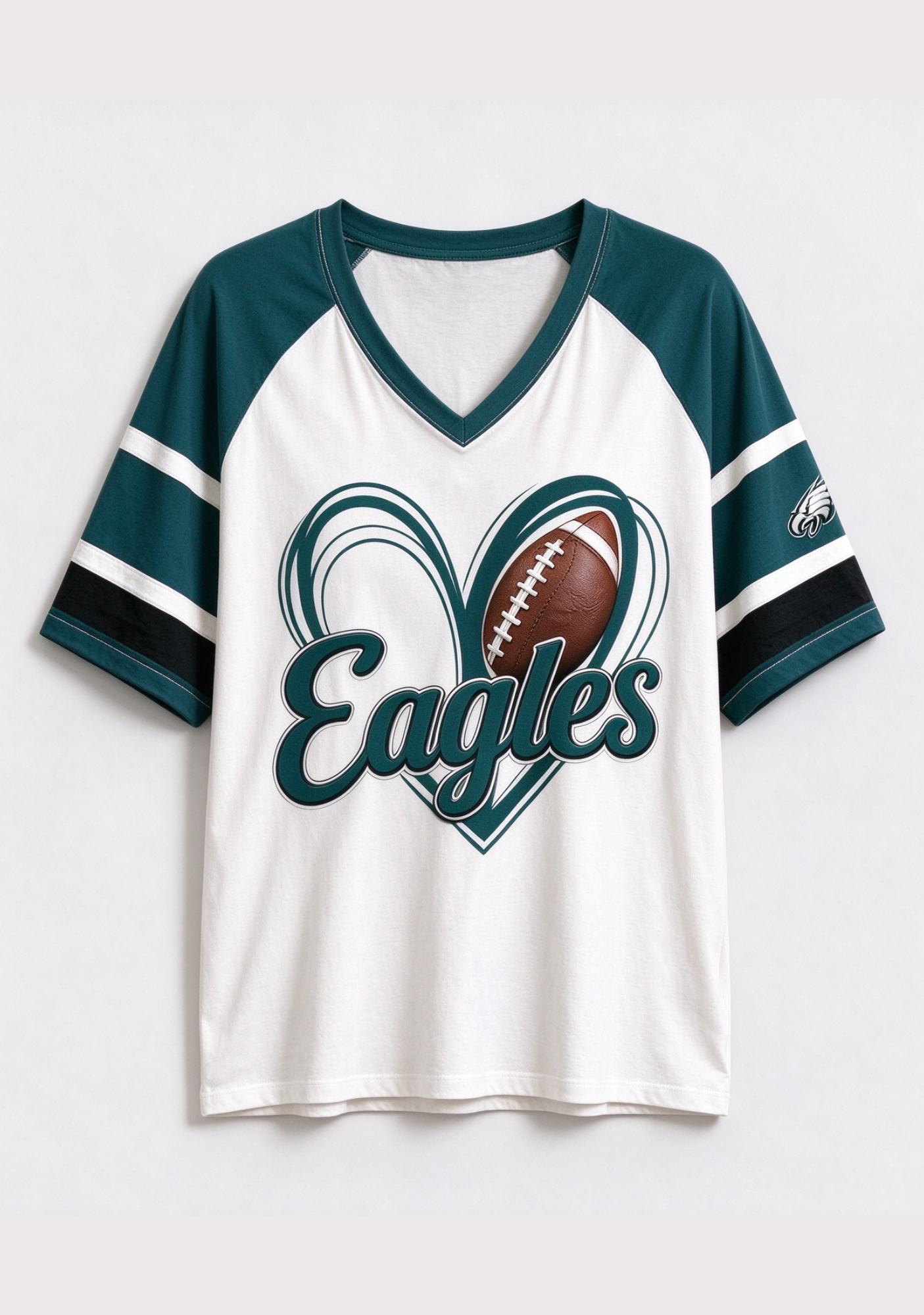 Women Philadelphia Eagles Heart Graphic V-Neck Fan T-Shirt Secondary image