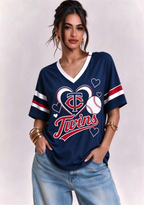 Women Minnesota Twins Baseball Graphic V-Neck T-Shirt