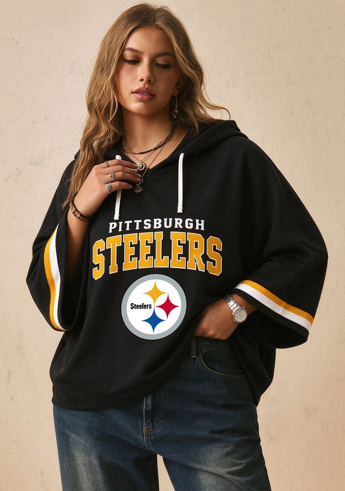 Women’s Pittsburgh Steelers 3/4 Dolman Sleeve Hoodie