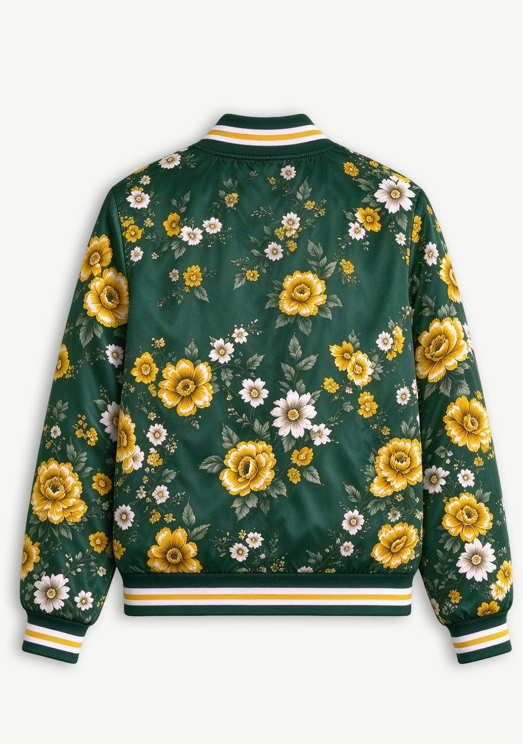 Women Green Bay Packers Floral Print Zip Up Jacket Custom Name For Fan