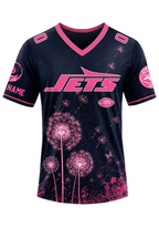 New York Jets Breast Cancer Awareness Dandelion V-Neck T-Shirt