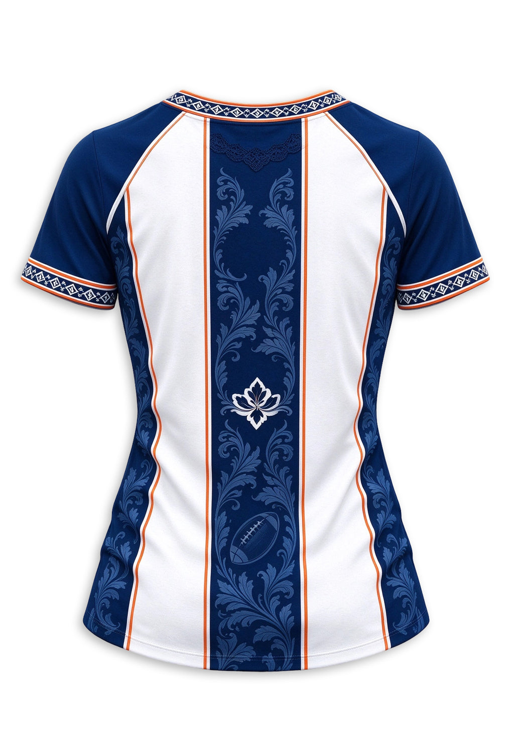 Women's Denver Broncos Floral Baroque Striped V-Neck T-Shirt