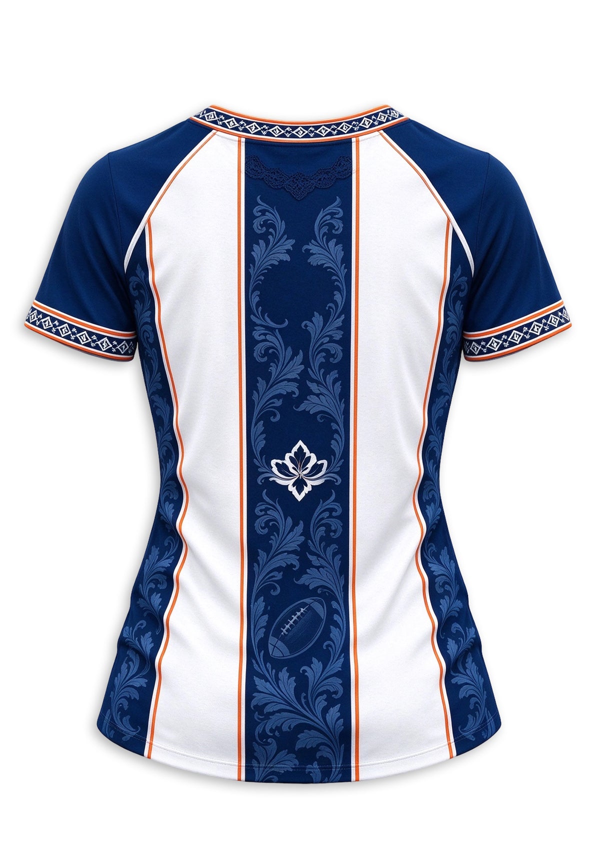 Women's Denver Broncos Floral Baroque Striped V-Neck T-Shirt