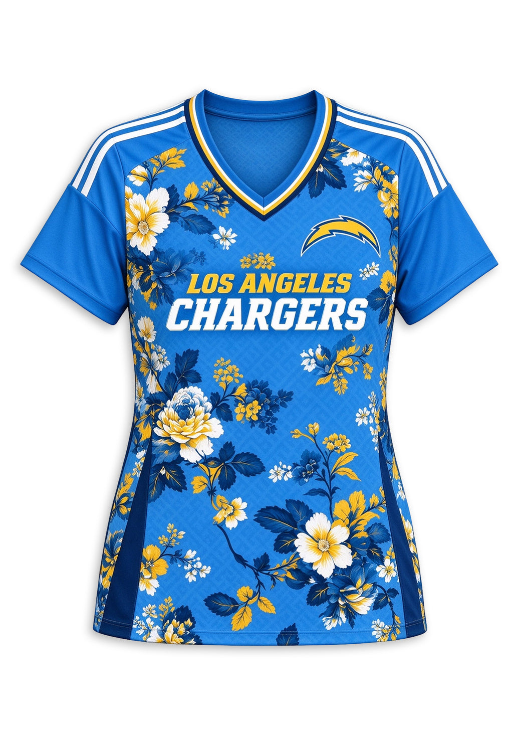 Women's Los Angeles Chargers Floral V-Neck T-Shirt