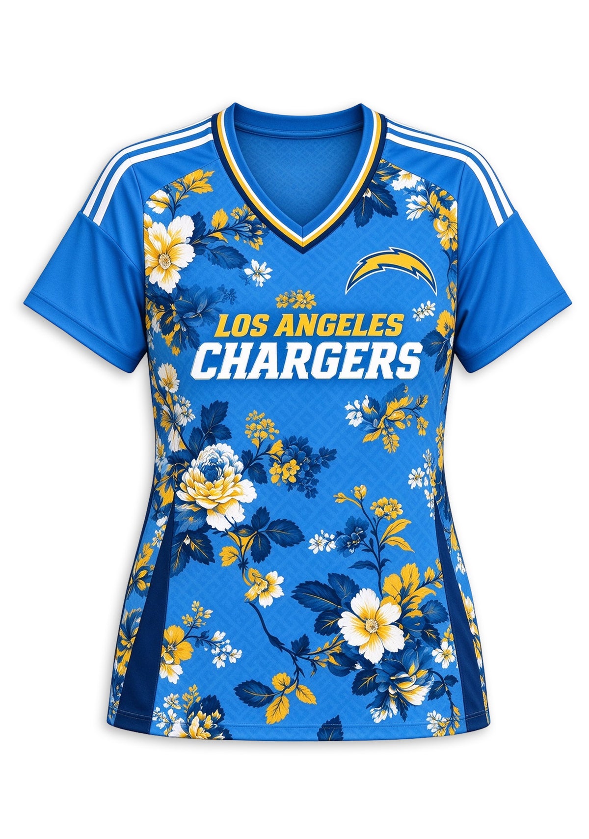 Women's Los Angeles Chargers Floral V-Neck T-Shirt