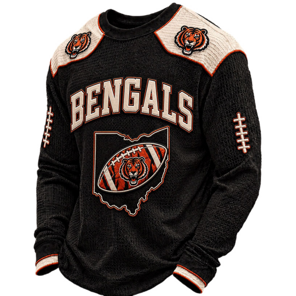 Cincinnati Bengals Waffle Knit Long-Sleeve Sweatshirt