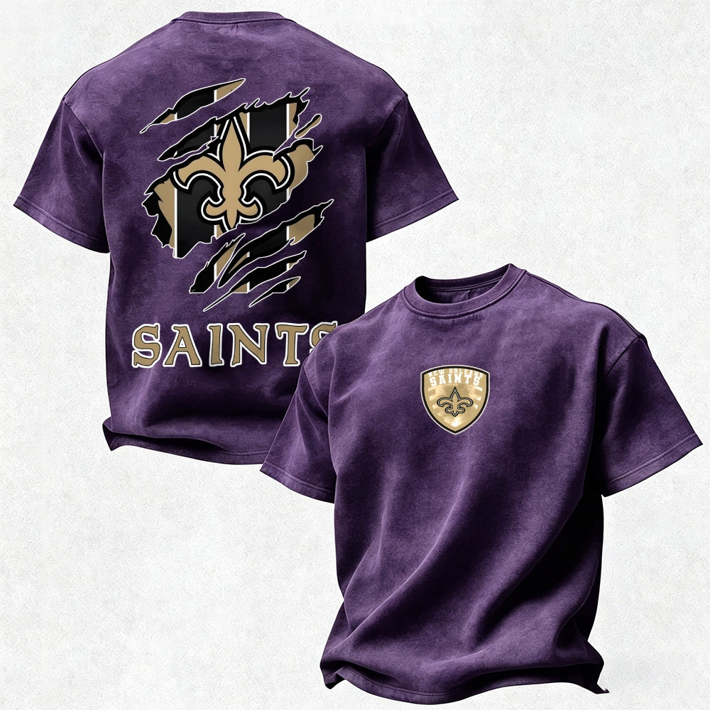 New Orleans Saints Printed Unisex 100% Pure Cotton Washed T-Shirt